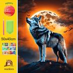 Peinture au diamant loup 50x40cm (pierres carrées), Envoi, Neuf, Autres types