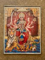 Kleurprent Durga in zilveren/glas kader, Antiek en Kunst, Curiosa en Brocante, Ophalen of Verzenden