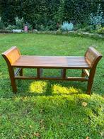 Halbank hout met rieten details landelijk, Ophalen, Minder dan 50 cm, Gebruikt, 100 tot 125 cm