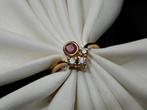 BAGUE OR JAUNE 18 CARATS +BRILLANTS +RUBIS, Handtassen en Accessoires, Ringen, 18 tot 19, Geel, Ophalen of Verzenden, Zo goed als nieuw