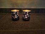 2 zwart met sterren theelichthouders, Enlèvement ou Envoi, Utilisé, Noir