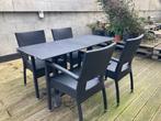Stevige tuinset: 2 tafels + 4 stoelen, Ophalen, Gebruikt, Metaal