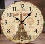 Horloge murale ronde en bois Plan Paris (25 cm), Enlèvement ou Envoi, Neuf, Horloge murale