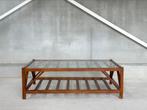 Landelijke salontafel met glas, Antiek en Kunst, Ophalen