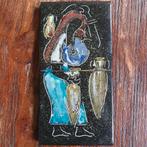 Handgeglazuurde keramische wandplaat 2 tegels, Antiek en Kunst, Ophalen of Verzenden