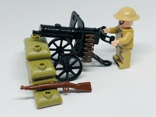 🎁WW2 Bouwstenen - E03 - Britse Soldaat met Maxim Gun🎁, Kinderen en Baby's, Speelgoed | Duplo en Lego, Nieuw, Complete set, Ophalen of Verzenden