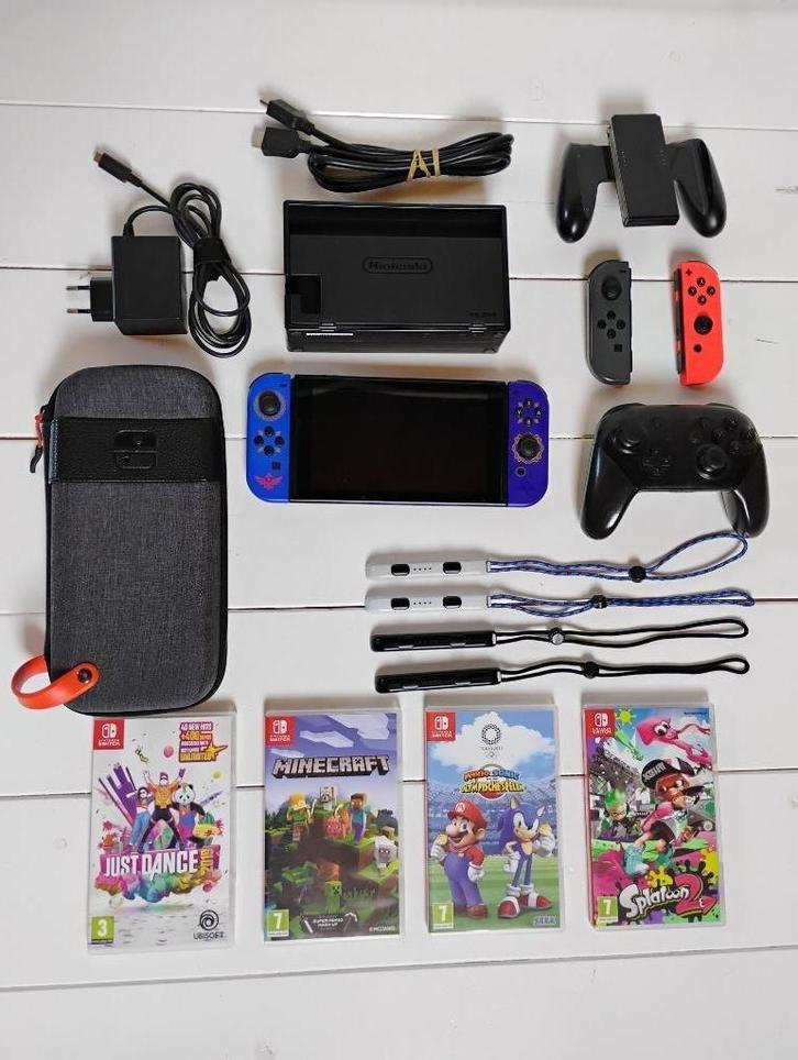 Nintendo Switch + pro controller + 4 games, Games en Spelcomputers, Spelcomputers | Nintendo Switch, Zo goed als nieuw, Switch 2019 Upgrade