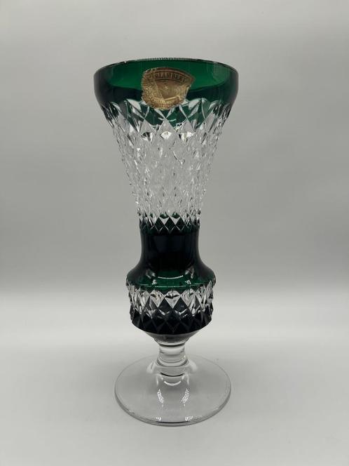 Val Saint-Lambert kristallen vaas geslepen en bekleed in gro, Antiek en Kunst, Antiek | Glaswerk en Kristal, Ophalen of Verzenden