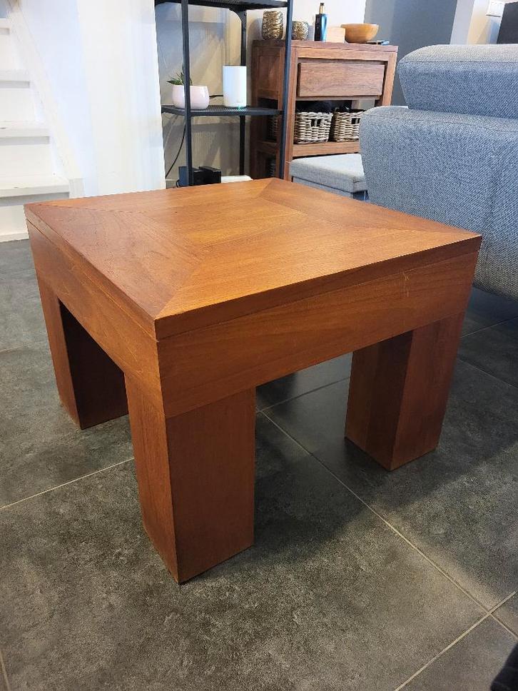Salontafel - Bijzettafel teak, Maison & Meubles, Tables | Tables de salon, Utilisé, Moins de 50 cm, 50 à 100 cm, 50 à 100 cm, Carré