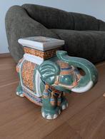 Sellette / Tabouret Éléphant en Céramique Émaillée
