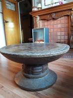 salontafel in tropisch hardhout   VOLLEDIG HANDMATIG GEMAAKT, Ophalen, Rond, Zo goed als nieuw, Minder dan 50 cm