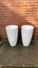 2 grands pots de fleur blanc plastic, Synthétique, 25 à 40 cm, Intérieur, Rond