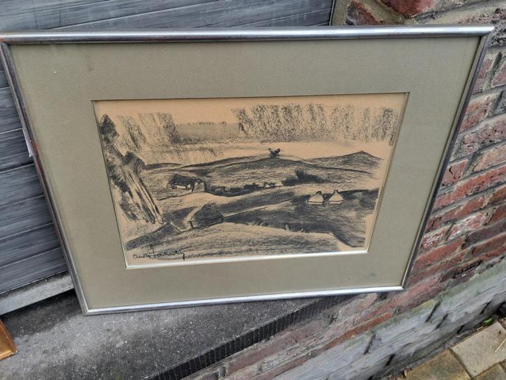 fusain vue des ardennes signe andre verstraeten, Antiek en Kunst, Kunst | Tekeningen en Fotografie, Ophalen of Verzenden