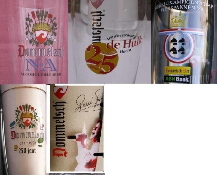 Verzameling Dommelsch Bier glas dubbeldruk 7  bierglazen, Verzamelen, Biermerken, Nieuw, Dommelsch, Ophalen of Verzenden