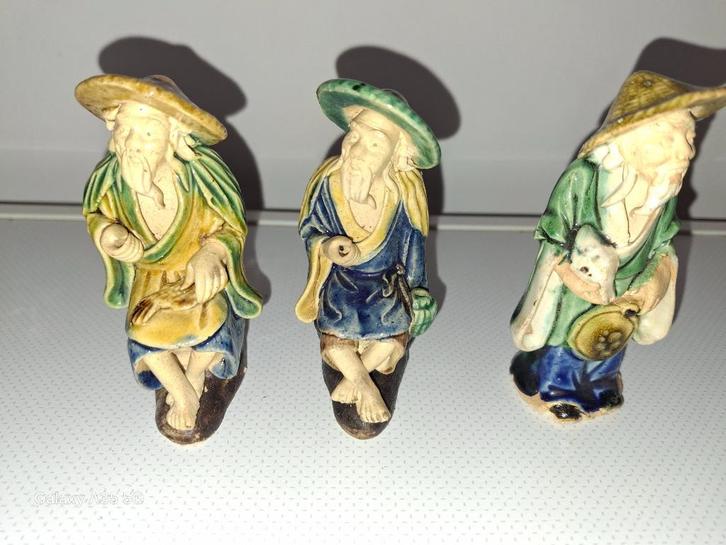 Ancient Chinoiserie 3-delige visser, Verzamelen, Beelden en Beeldjes, Zo goed als nieuw, Mens, Ophalen of Verzenden