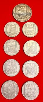 Lot Franse frank Turijn zilver, Postzegels en Munten, Ophalen of Verzenden, Zilver
