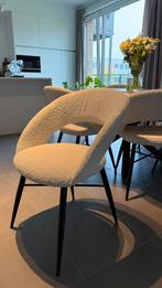 Moderne bouclé beige eetkamerstoelen, Huis en Inrichting, Stoelen, Ophalen, Overige kleuren, Teddy, Zo goed als nieuw