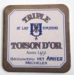 bierviltje "Triple Toison d'Or" Brouwerij Het Anker Mechelen, Verzamelen, Biermerken, Ophalen of Verzenden, Gebruikt, Viltje(s)