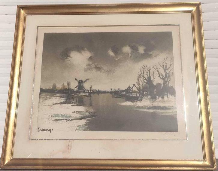 gravure apres saverys signe roger hebbelinck, Antiek en Kunst, Kunst | Etsen en Gravures, Ophalen of Verzenden