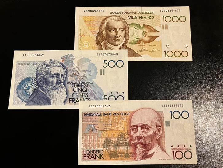 Set belgische francs - Génie & Godeaux - aUNC, Postzegels en Munten, Bankbiljetten | België, Ophalen of Verzenden