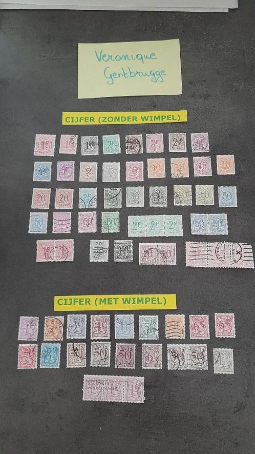 50 postzegels België: Cijfers met en zonder wimpel, Postzegels en Munten, Postzegels | Europa | België, Gestempeld, Overig, Overig