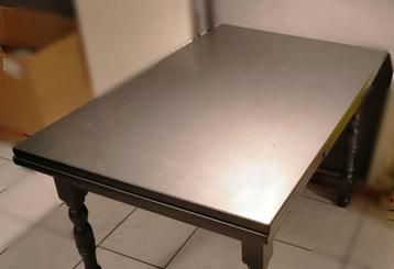 Table en chêne véritable avec rallonges couleur argent beschikbaar voor biedingen