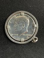 1964 Kennedy zilveren munt hanger van een halve dollar, Zilver, Ophalen of Verzenden, Noord-Amerika