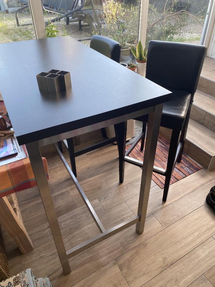 IKEA hoge bartafel + 2 barstoelen, Huis en Inrichting, Tafels | Statafels, Gebruikt, Ophalen