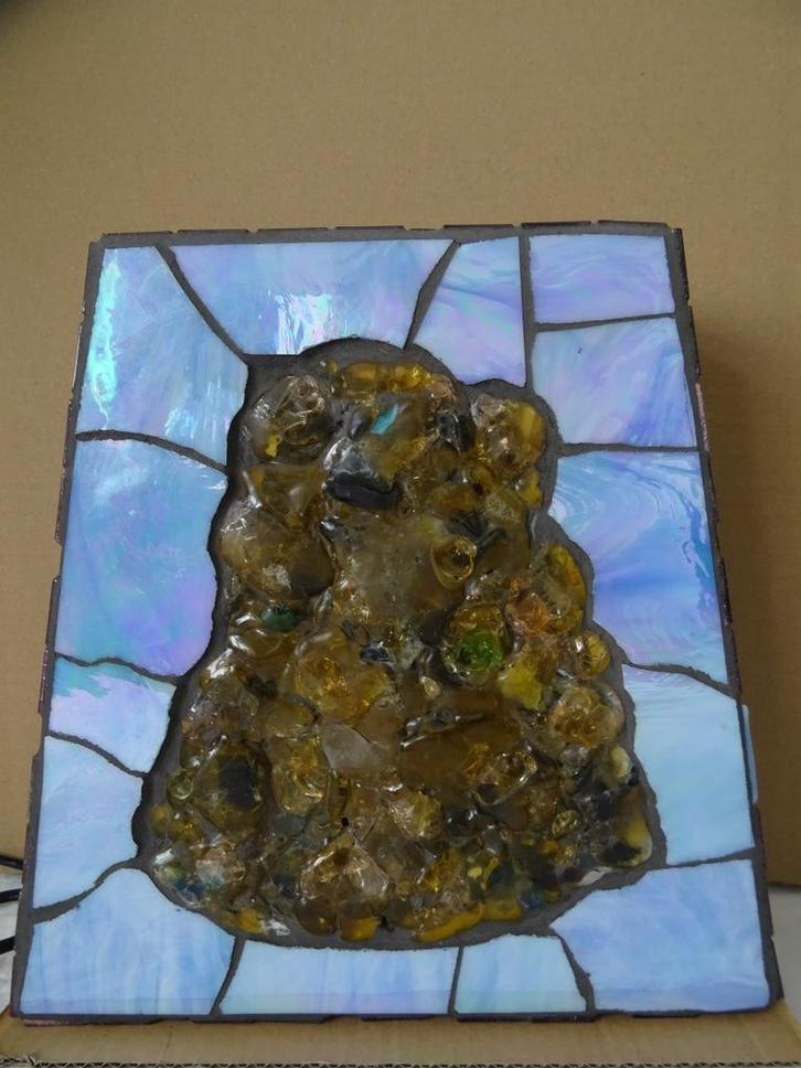 Volkskunst mozaïek wandlamp mozaïek glaskunst unicum 2010, Antiek en Kunst, Kunst | Overige Kunst, Ophalen of Verzenden