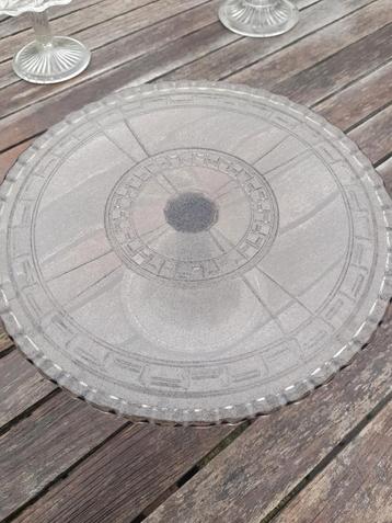 Vintage taartschotel rookglas diameter 29cm beschikbaar voor biedingen