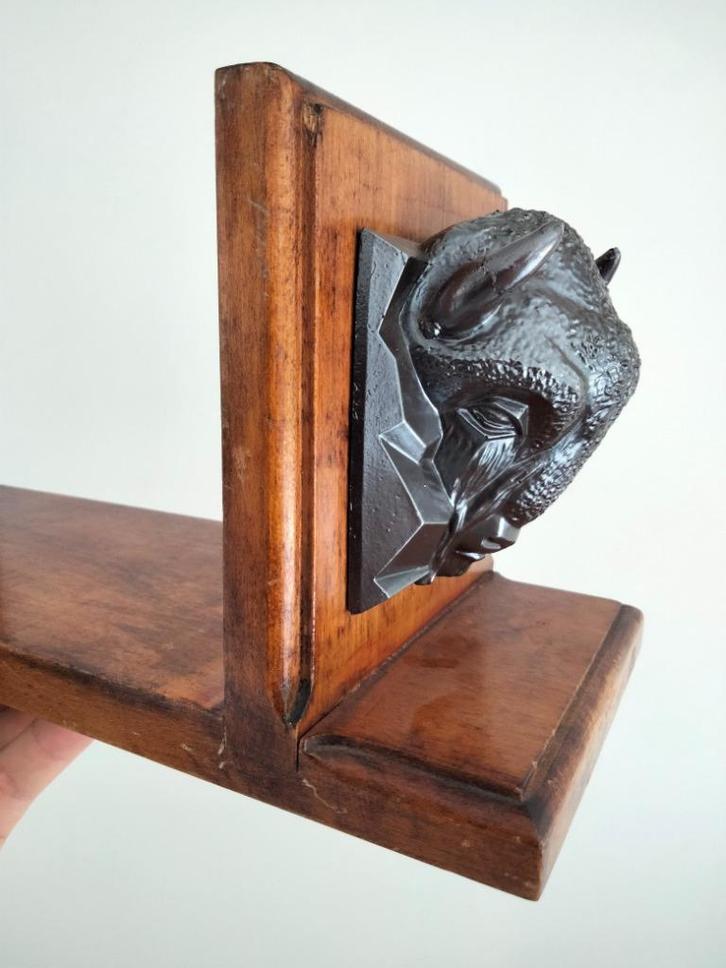 Art Deco Boekensteun bizon bizons, Antiek en Kunst, Antiek | Woonaccessoires, Ophalen of Verzenden