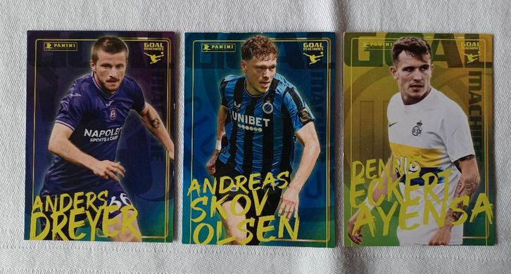 3 verschillende Goal Machines Pro league 2024-2025, Hobby en Vrije tijd, Stickers en Plaatjes, Zo goed als nieuw, Meerdere plaatjes