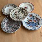 Gien 5 anciennes assiettes creuses porcelaine peintes main