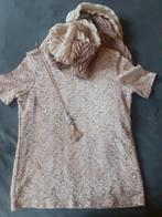 Feestelijke set:  tshirt, sjaal en halsketting, Overige typen, Verzenden, Beige, Maat 42/44 (L)