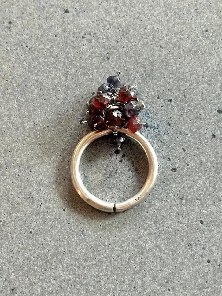 Bague argent massif 925 et perles verre de Murano, Handtassen en Accessoires, Ringen, Zo goed als nieuw, Dame, 18 tot 19, Zilver