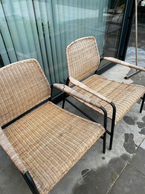 ULRIKSBERG Fauteuil, rotan/antraciet 2 stuks, Huis en Inrichting, Zetels | Zetels, Gebruikt, Rechte bank, Eenpersoons, Hout, Metaal