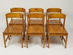 Set van 6 Vintage Scandinavische Stoelen van Massief Grenen, Huis en Inrichting, Stoelen, Ophalen, Gebruikt, Bruin, Scandinavisch