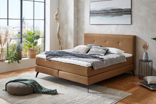 Moderne Boxspring NOVA in 160 of 180x200 cm. Okergeel, Huis en Inrichting, Slaapkamer | Boxsprings, Nieuw, 180 cm, 200 cm, Tweepersoons