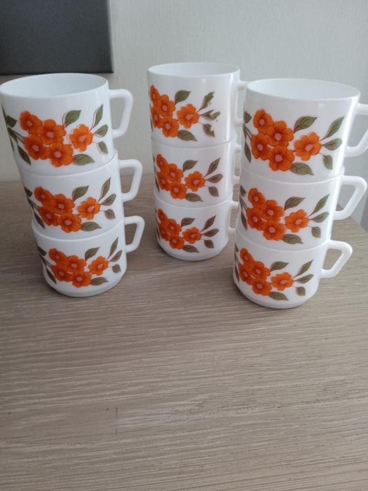 9 retro zeldzame arcopal kopjes, Verzamelen, Retro, Huis en Inrichting, Ophalen of Verzenden