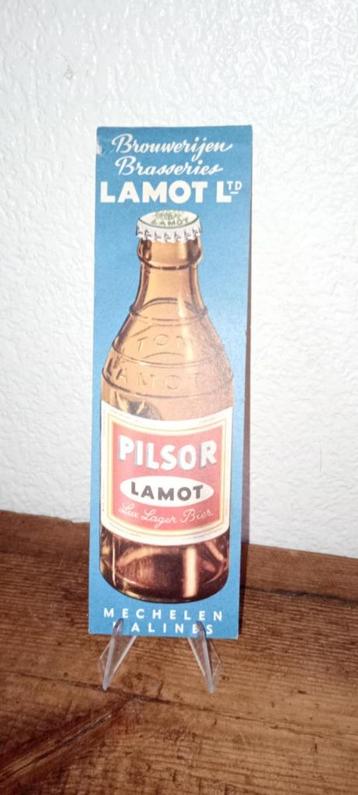 Brasserie bière marque page Pilsor Lamot, Enlèvement ou Envoi, Utilisé, Panneau, Plaque ou Plaquette publicitaire, Autres marques