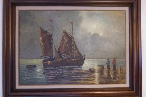 Tableau - Peinture à l'huile, la mer, artiste Wouters, Antiquités & Art, Art | Peinture | Classique, Enlèvement