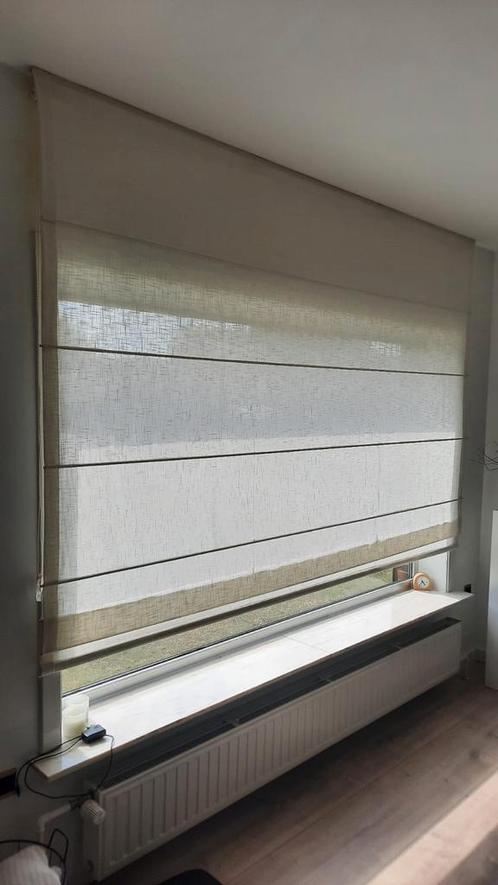 Linnen beige vouwgordijn 3 stuks, Huis en Inrichting, Stoffering | Gordijnen en Lamellen, Beige, Ophalen