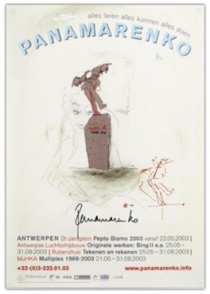 Panamarenko affiche Pepto Bismo, 'Alles leren', 2003, gesign, Antiek en Kunst, Kunst | Litho's en Zeefdrukken, Verzenden