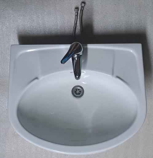 Lavabo / waskom met bekerhouder, Doe-het-zelf en Bouw, Sanitair, Gebruikt, Wastafel, Chroom, Steen, Ophalen