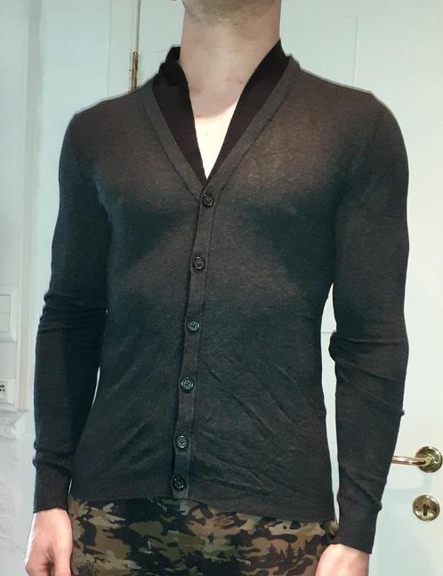 cardigan Heren grijs zwart met lederen elleboogpads Celio S, Vêtements | Hommes, Pulls & Vestes, Neuf, Taille 46 (S) ou plus petite