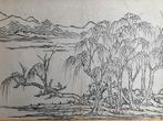Japanse houtsnede ‘Landschap met rivier’, Antiek en Kunst, Ophalen of Verzenden