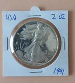 Zilveren Munt - USA 2 oz 1991 net boven SPOTPRIJS, Verzenden, Noord-Amerika, Losse munt, Zilver