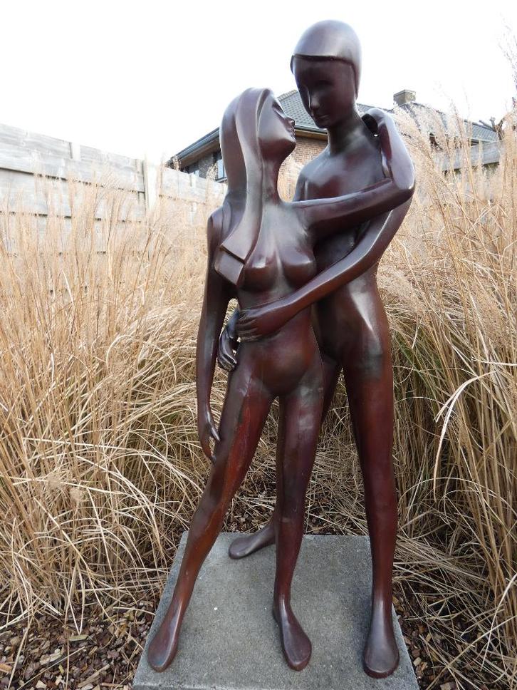 BRONZEN KOPPEL AAN SPOTPRIJS 980 IPV 1680 OP IS OP !!!, Tuin en Terras, Tuinbeelden, Nieuw, Abstract beeld, Overige materialen