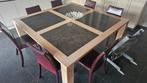 Zeer degelijke eiken tafel met graniet blad 180x180, Tuin en Terras, Ophalen