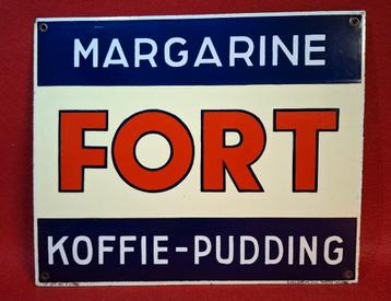 Emaille bord 1950 Fort Margarine Koffie Pudding Itegem beschikbaar voor biedingen